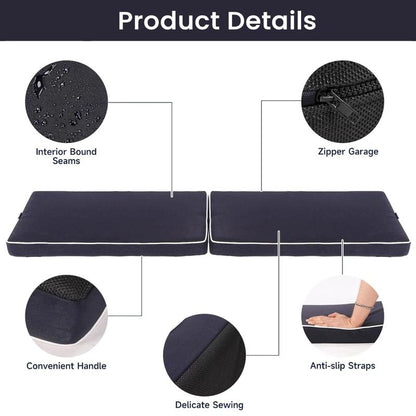 Boat Seat Cushion, Waterproof PU Leather Boat Bench/Seat Cushions, High Density Thick Sponge Bench Cushion, Removable Boat Seat Mat Soft(Length 56" x Width 15.6" x Height 2.8")