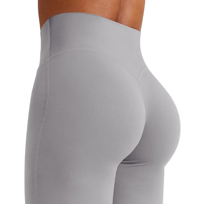 YEOREO Workout Leggings Womens No Front Seam Straight Leggings 33" High Waist Buttery Eddiy Gym Yoga Pants Gray M