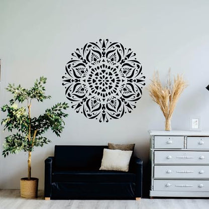 9 Pack 12 x 12 Inch Large Mandala Stencils, Furniture and Wall Mandala Stencils for Crafts Reusable for Wood, Canvas, Fabric and Spray Painting