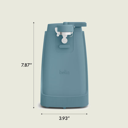 bella Electric Can Opener and Knife Sharpener, Multifunctional Jar and Bottle Opener with Removable Cutting Lever and Cord Storage, Stainless Steel Blade, Surf