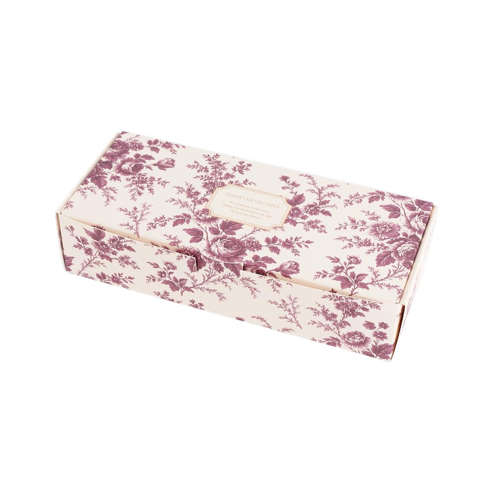 MUNID Rose-Pattern Rectangular Gigt Box - Small, 5 pieces, 3 options, 7.87 x 3.34 x 1.85 inches (L x W x H) (RED)