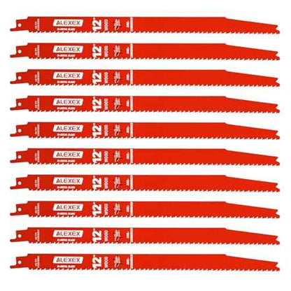 10 Pack 12 Inch 4/6 TPI Reciprocating Saw Blades for Wood and Nail-Embedded Wood Cutting, Bi-Metal Sawzall Blades for Cutting Nail and PVC Pallets etc, for Diablo Sawzall Blades DS1212BW5
