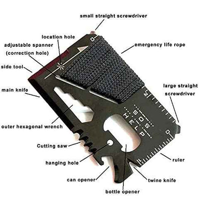 14 in 1 Beer Opener Survival Card Tool,Credit Card Sized Wallet Multitools Gift for Men & Gadgets Tactical Survival Tools (5 PCS)