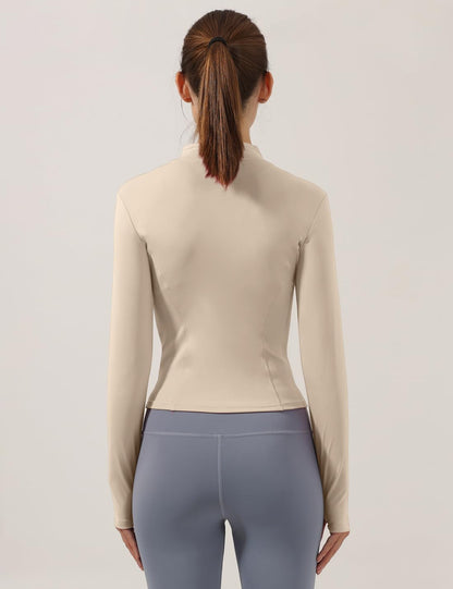 Gacaky Women's Slim Fit Lightweight Athletic Full Zip Stretchy Workout Running Track Jacket with Thumb Holes