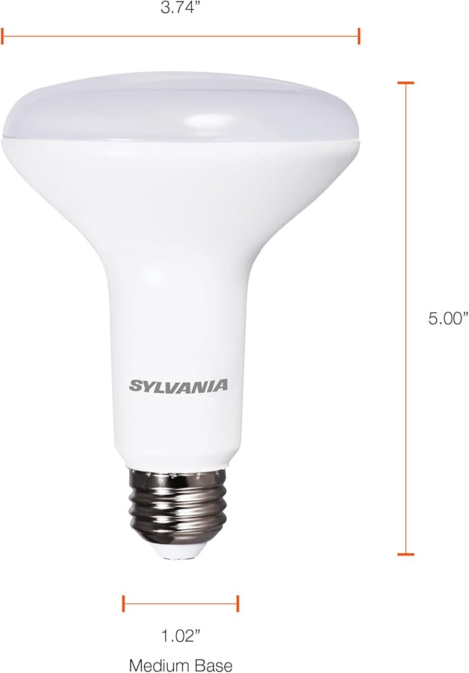 LEDVANCE Sylvania ECO LED BR30 Light Bulb, 65W = 9W, Dimmable, Frosted Finish, 650 Lumens, 4000K, Cool White - 4 Pack (41102)