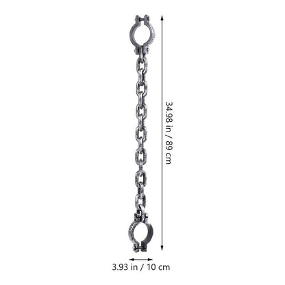 BESTOYARD Halloween Plastic Wrist Shackles Prison Handcuffs with Chain Links for Cosplay Costume Party Decoration, Black, 35 Inches Long