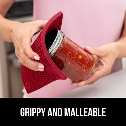 GORILLA GRIP BPA-Free Soft Silicone Oven Mitts and Pot Holders Sets, Heat Resistant Waterproof Cooking Gloves, Thick Cotton Lining, Flexible Gripping for Baking Grilling, Kitchen Trivets, Turquoise