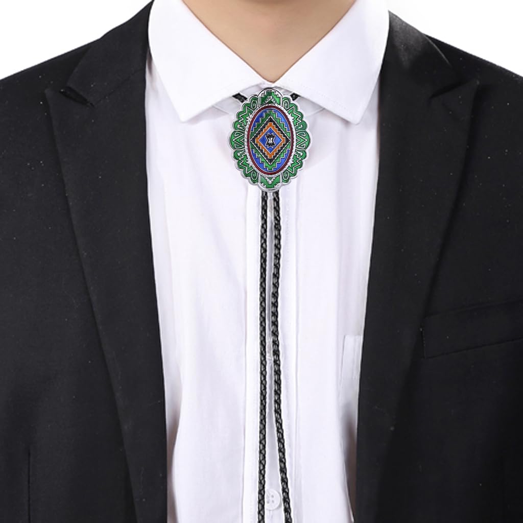GelConnie Bolo Ties for Men Women Vintage Bolo Tie Western Cowboy Leather Necktie Native American Tie Cowboy Shirt Accessories