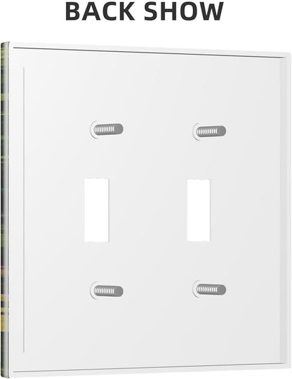Mushrooms Forest Nature Botanical Art Light Switch Covers Double Toggle 2 Gang Wall Plate Dual Decorative Switchplate Electrical Faceplate for Farmhouse Living Room Decor