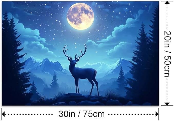 Yesad Deer Wall Art, Christmas Canvas Wall Art, Animal Picture Artwork Aesthetic Poster Prints Wall Décor for Farmhouse Living Room, Bedroom, Office (Unframed,30”x20”,Deer4)
