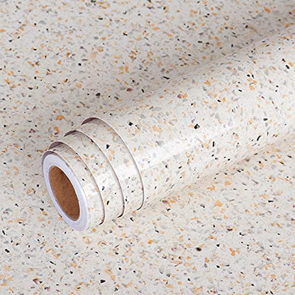 Livelynine Waterproof Contact Paper Granite Gold Peel and Stick Countertops Granite Look Film Kitchen Counter Top Vinyl Wrap Self Adhesive Wallpaper Sticky Laminate Countertop Covers Table 15.8x78.8