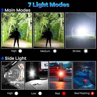 Rechargeable Flashlights 90,000 High Lumens - 2 Pack, Super Bright Flash Light with 7 Lighting Modes, 24H Long Life Powerful Flashlight with Side Light, IPX7 Waterproof Flashlight for Camping Home