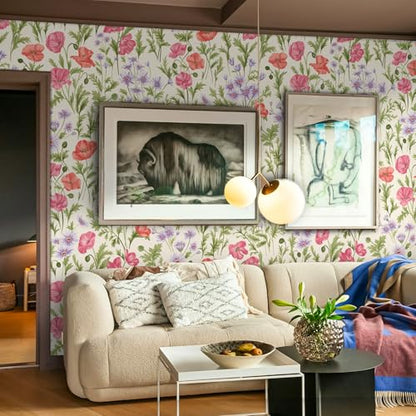 Peel and Stick Wallpaper for Home Decoration Kitchen Luxuriant Blossoms Wallpaper Removable Vinyl Self Adhesive Shelf Paper & Drawer Liner Roll House, Workshop & Office 17.3" x 118" SM-077-3