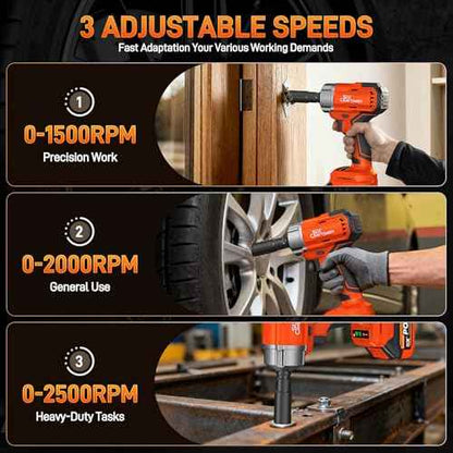 21V Cordless Impact Wrench, 1/2" Brushless Impact Driver Kit 516Ft-lbs (700N.m) with 2*4.0Ah Batteries,4 Sockets,10 Drill Bits,High Torque Electric Impact Gun for Car Tire Truck RV Mower