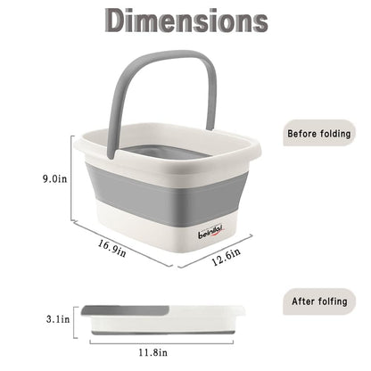 Collapsible Foot Bath Basin for Soaking Feet,Pedicure Foot Spa, Foot Tub with Handles and Massage Acupoint,Multifunction Collapsible feeting Soak Tub-Green