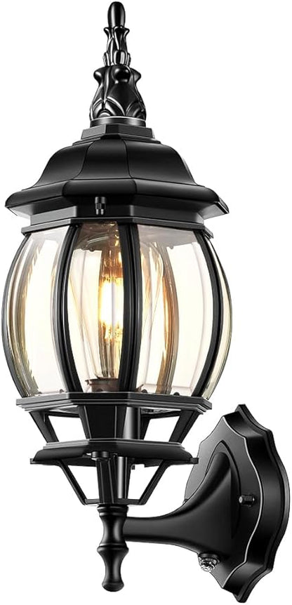 VIANIS Outdoor Wall Lights, Dusk to Dawn Outdoor Garage Light Wall Mount, Black Exterior Light Fixture for House, Exterior Sconce Lights for Coach, Waterproof Outside Porch Lights Wall Lantern Lamp