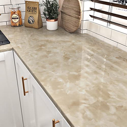 Marble Contact Paper for Cabinets Beige Marble Film Countertop Vinyl Peel and Stick Waterproof Granite Wallpaper Self Adhesive Contact Paper for Countertops Desk Decorative Wrap for Fridge 15.8"x78.7"