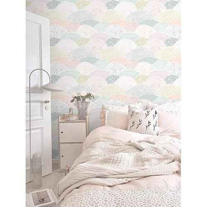 Peel and Stick Wallpaper Dot/Line Contact Paper Boho Wall Paper Pink Wallpaper 15.5''x78.7'' Removable Self-Adhesive Room Decor Wall Covering Vinyl Rolls