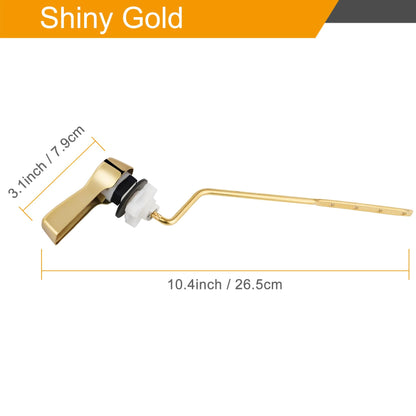 Hibbent Universal Metal Side Mount Toilet Handle Replacement Kit, Brass Toilet Flush Tank Lever with Stainless Steel Flapper Chains for Most Toilets, Shiny Gold