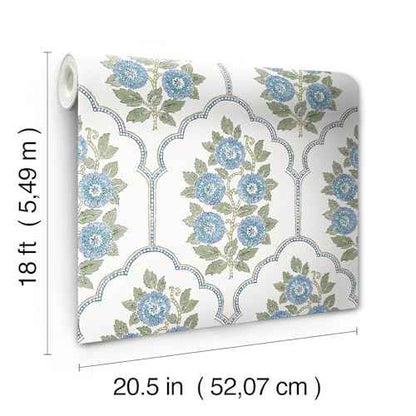 NuWallpaper x Society Social Floral Bazaar Green and Blue Peel and Stick Wallpaper, SSS6316