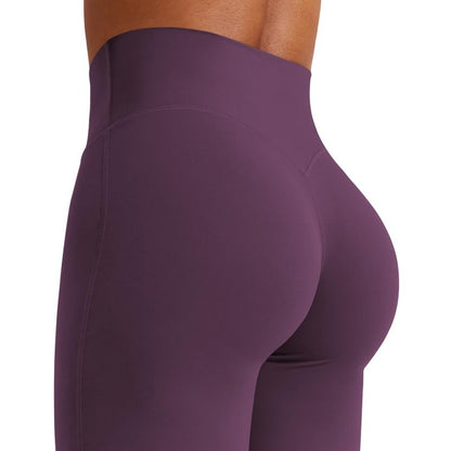 YEOREO Workout Leggings Womens No Front Seam Straight Leggings 35" High Waist Buttery Eddiy Gym Yoga Pants Black Berry Purple L