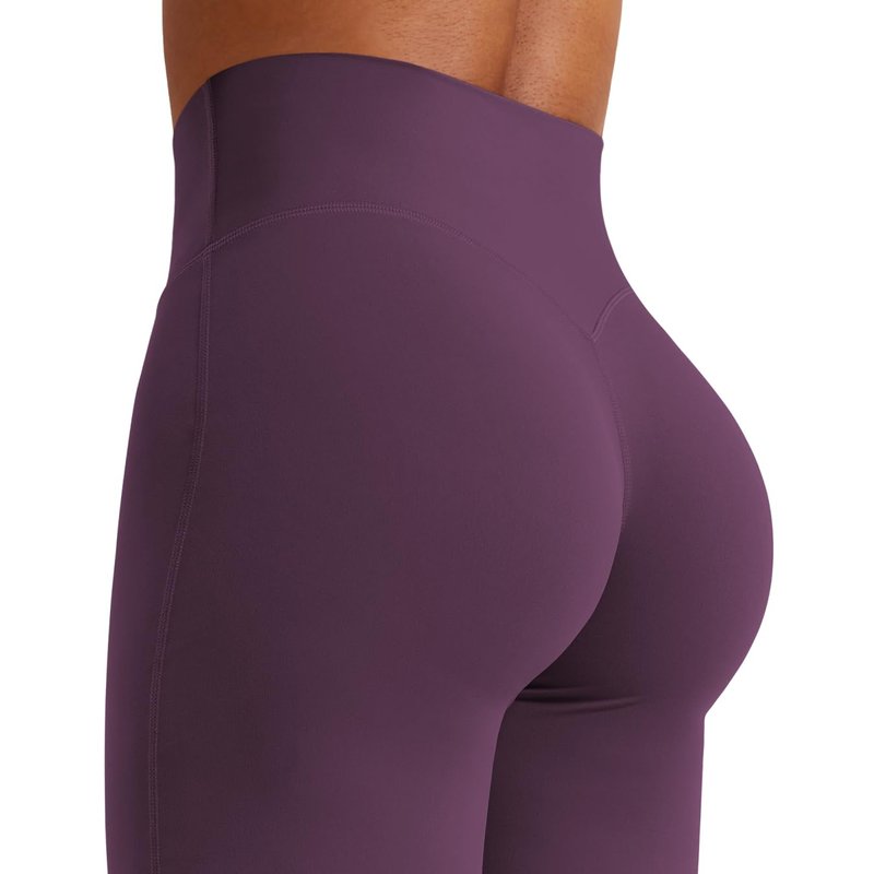 YEOREO Workout Leggings Womens No Front Seam Straight Leggings 35" High Waist Buttery Eddiy Gym Yoga Pants Black Berry Purple XS