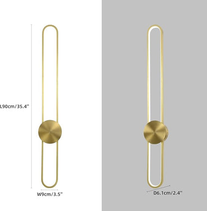 JAYMP Modern Wall Sconce Dimmable LED Wall Light Fixture, Hardwired Wall Lamp for Living Room, Dining Room, Bedroom, Hallway, Lobby, Entryway (Brushed Gold, H90cm/35.4inch)