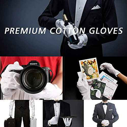 20 Pairs Archival Photo Gloves, White Work Gloves for Art Handling Working Photography Cloth Gloves Liners Bulk for Handling Jewelry, Film, Photo, Coin Collectors, Metal Inspection Men & Women