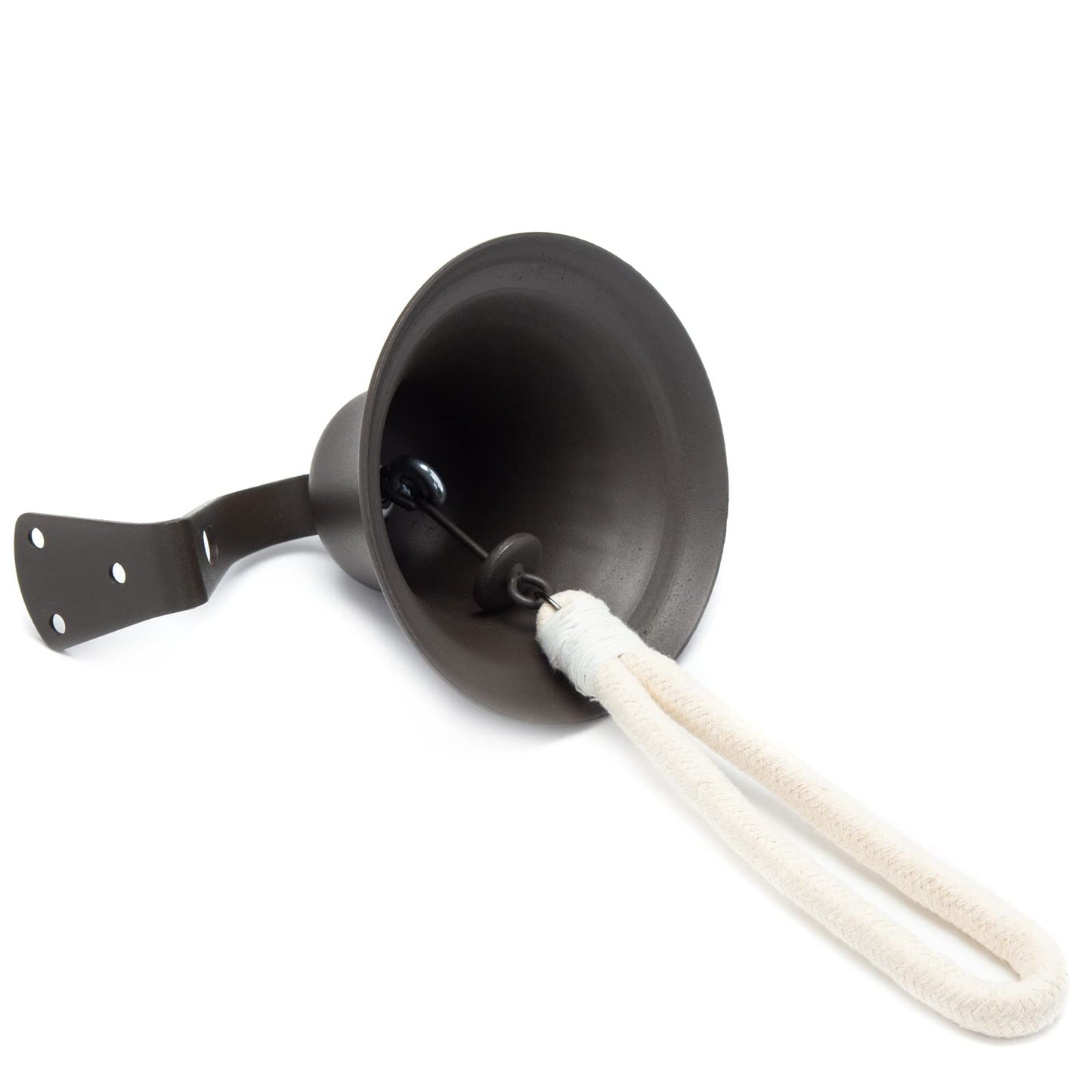 Black Hanging Dinner Bell with Outdoor Mount, Indoor Use, Nautical/Door/Church Design, Rope Included