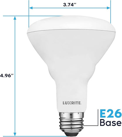 LUXRITE 12-Pack BR30 LED Bulb, 65W Equivalent, 4000K Cool White, Dimmable, 650 Lumens, LED Flood Light Bulbs, 8.5W, Energy Star, E26 Medium Base, Damp Rated, Indoor/Outdoor - Living Room and Kitchen