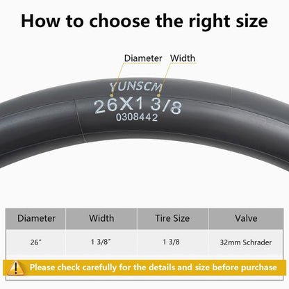 26x1 3/8 (37-590) Heavy Duty Bike Tubes AV32MM Schrader Valve Bicycle Tubes Premium Butyl Rubber Compatible with 26x1 3-8 26 x 1 3/8 Road,Gravel,City Bike Bicycle Tire Tubes 2-PCS