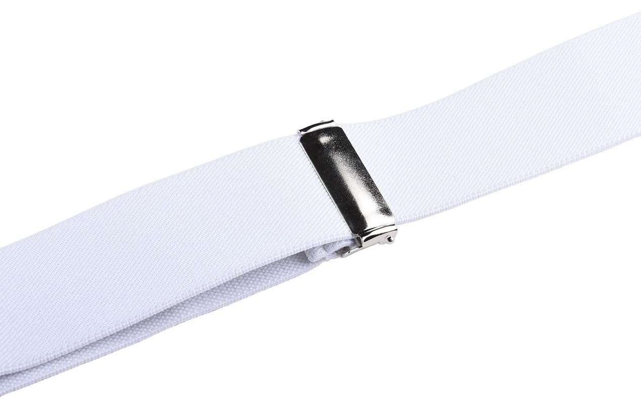 JRHEJTFZ Suspenders for Men with Snap Hooks Heavy Duty Adjustable 1.4 inches Wide White