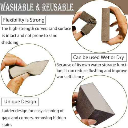 4 Pack 320 Grit Single Angle Sanding Sponge, Washable and Reusable Sanderpaper Hand Sanding Blocks for Wood Drywall Metal Home Sanding