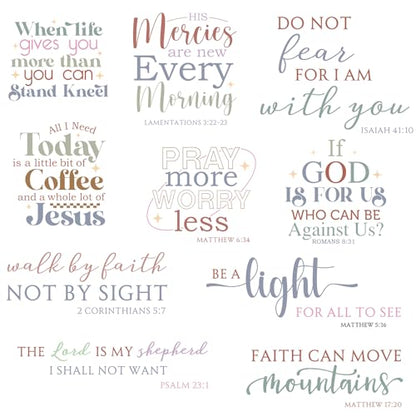 Kosiz 10 Pcs Bible Quote Verse Wall Stickers Inspirational Wall Decals Peel and Stick Quotes Motivational Scripture Religious Stickers for Home Library Office Art Decorations(Stylish Style)