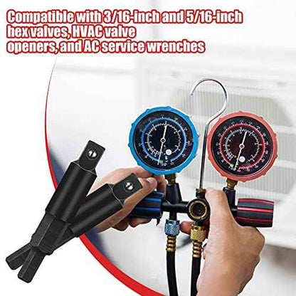 Chumia 2 Pieces HVAC Service Wrench 3/16 to 5/16 Repair Hex Key Adapter HVAC Service Tools Air Conditioning Wrench Tools for Valve Opener Air Conditioning Equipment Repair