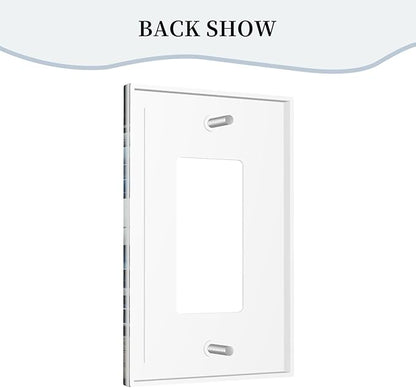 White Blue Flower Peonies Single Decora Outlet Wall Plate 1 Gang Rocker Decorative Switchplate Faceplate GFCI Light Switch Covers for Home Living Decor