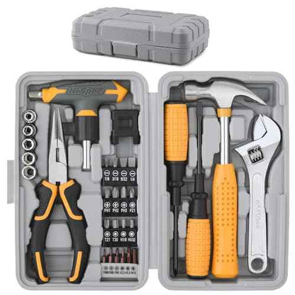 Hi-Spec 30pc Magnetic T-Handle Ratchet Wrench and Screwdriver Set. Small Compact Hand Tool Kit Set with Sockets for Home & Car & Office. Toolkit Starter Repairs in a Portable Tool Box Case