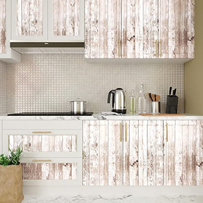 VEELIKE Aged Brown Shiplap Peel and Stick Wallpaper Farmhouse Wood Contact Paper for Walls Cabinets 17.7''x118'' Wood Wallpaper Removable Self Adhesive Bulletin Board Paper Roll for Classroom Bathroom