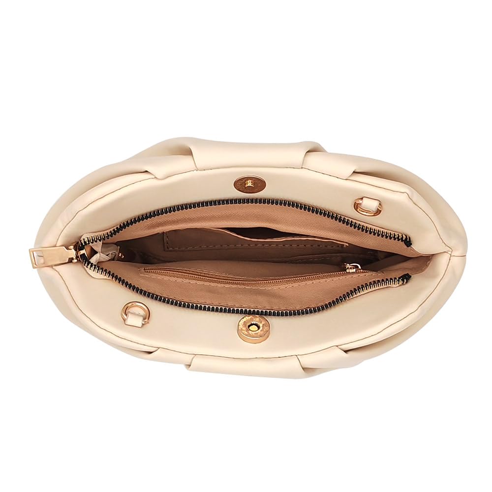 PAIRBIRDS Clutch Purses for Women Evening Bag Small Crossbody Bag With Removable Metal Chain (Apricot)