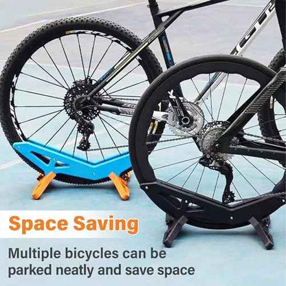 Adjustable Bike Parking Stand Fits 16-29 Inch Bicycles, Compatible with 23c-3.0 Tire Width ? Heavy-Duty Plastic, Easy Installation, Stylish Two-Tone Design (Blue&Orange)