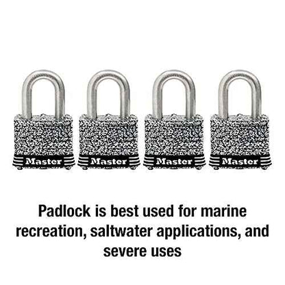 Master Lock 3SSQ Stainless Steel Outdoor Padlock with Key, 4 Pack Keyed-Alike