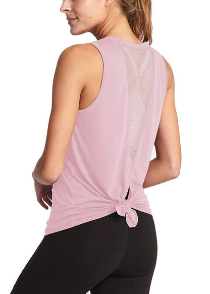 Bestisun Womens Exercise Tops Yoga Shirts Workout Dance Athletic Clothing Breathable Gym Tanks Pink M