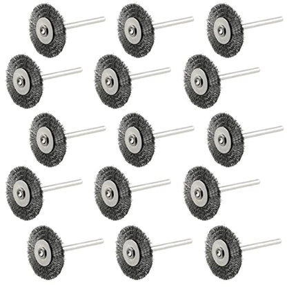 Wire Brush LUORNG 15pcs Stainless Steel 25mm Flat Wire Brushes Polishing Brush for Dremel Rotary Tool