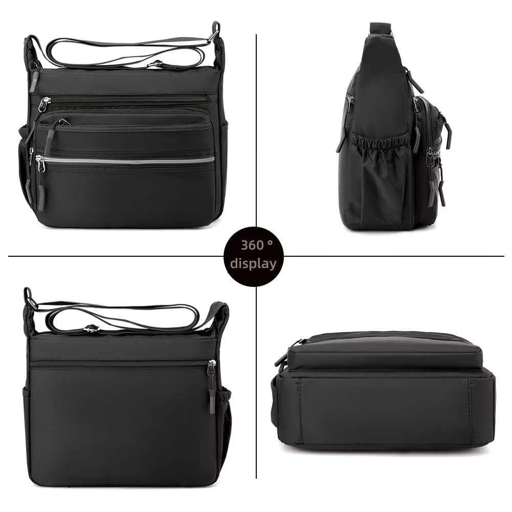 Mudono Messenger Bag for Men Nylon Waterproof Shoulder Bag Large Multi-pocket Crossbody Bag Daily Travel Work Bag Lightweight Satchel