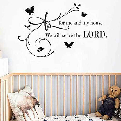 Wall Decals Quotes, As For Me And My house We Will Serve The Lord, Living Room Decor decorations, Bible Verse Inspirational Sayings, Family Inspirational Wall Stickers, Suitable for Entryway Baby