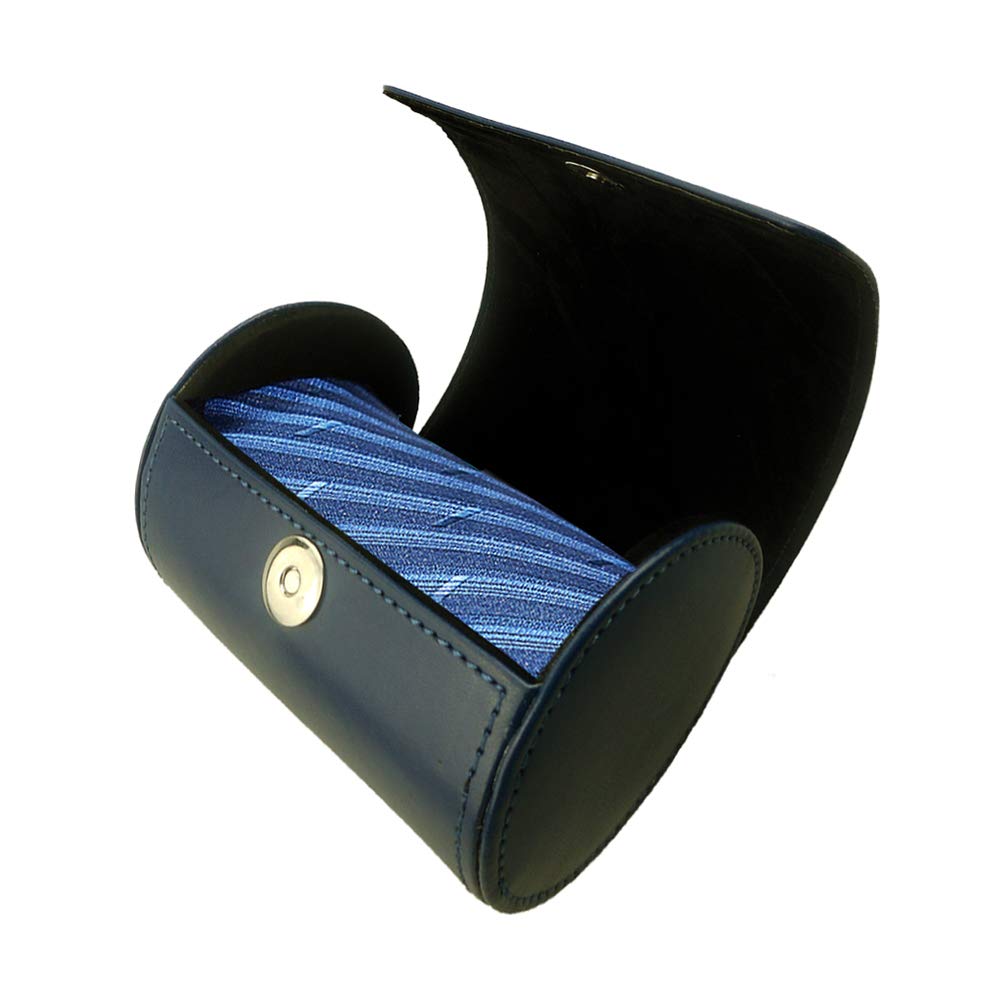 WAJJ Men's Necktie Travel Case, Tie Anti-Wrinkle Organizer Box - Formal Cylinder Shape (Blue)