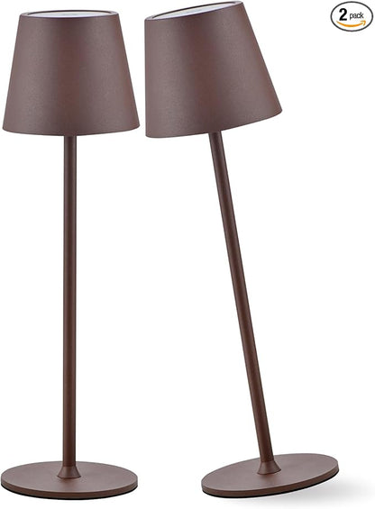 2 Pack Cordless Table Lamp,Portable LED Desk Lamp, 6000mAh Battery Operated, 3 Color Stepless Dimming Up, for Restaurant/Bedroom/Bars/Outdoor Party/Camping/Coffee Shop Night Light