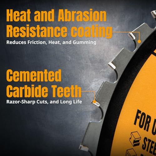 POWERTEC Multi-Material Cutting Blade - 14 inch Cold Saw Blade, 1" Arbor Metal Saw Blade, 36T TCG Cemented Carbide Teeth - Cuts Aluminum, Steel, Iron, Plastic & Wood - 1600 Max RPM - 14013