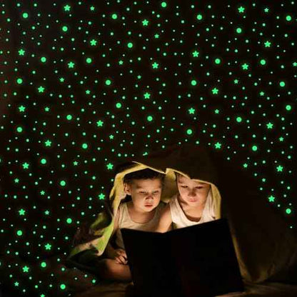 TIESOME 826 Pcs Glow in The Dark Wall Stickers, 422 Pcs 3D Glow in The Dark Stars for Ceiling Decor 404Pcs Green Dots Glowing Wall Decals Ceiling Decor Stickers for Bedding Room Party Birthday Gift