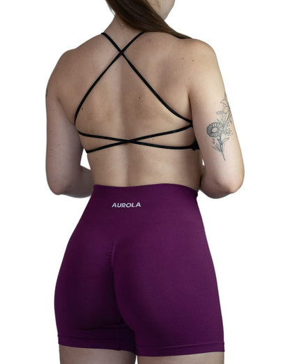 AUROLA Women Workout Sports Bras Backless Strappy Criss Cross Light Support Athletic Bra Gym Fitness Yoga Bra, Black, M